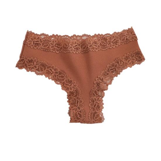 Cotton Thongs for Women, Sexy Lace Trim Underwear, Low Rise Soft Breathable Panties, T-Back Stretchy Ladies Briefs XL