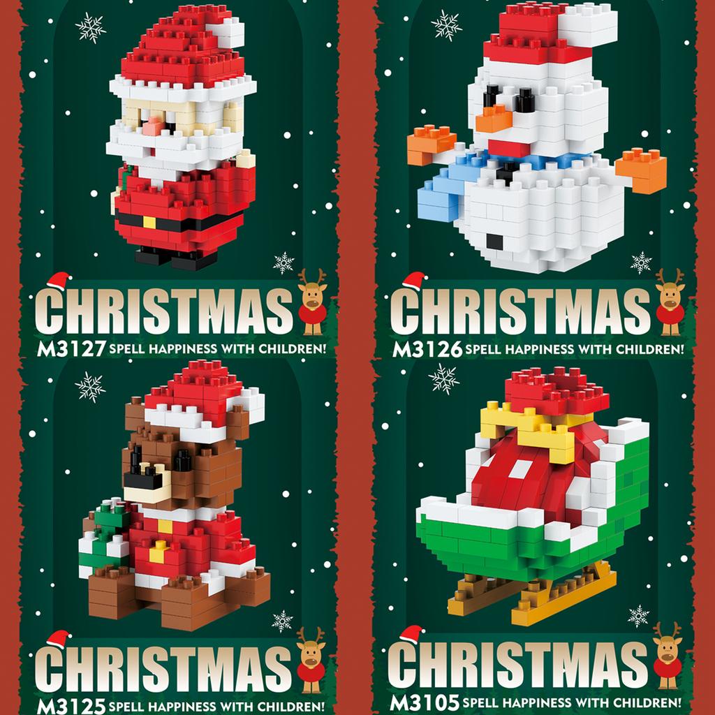 Children Festive Christmas Mini Gift Micro Building Blocks 3D Snowman Santa Claus Tree Decor Model Toy For Kids
