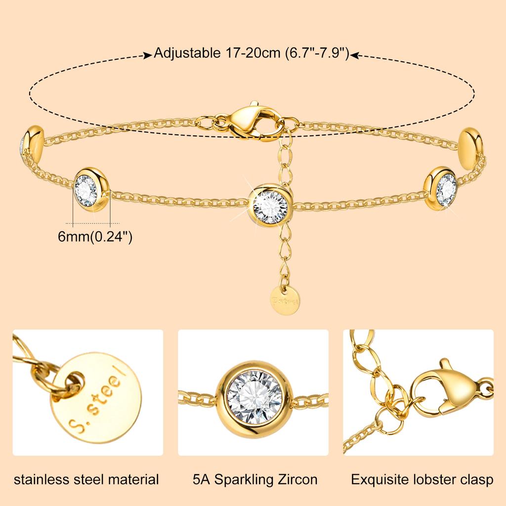 Chic Geometric Zircon Bracelet for Women Stainless Steel Cross Zircon Bracelets Gold Plated Fashion Charm Jewelry Christmas Gift
