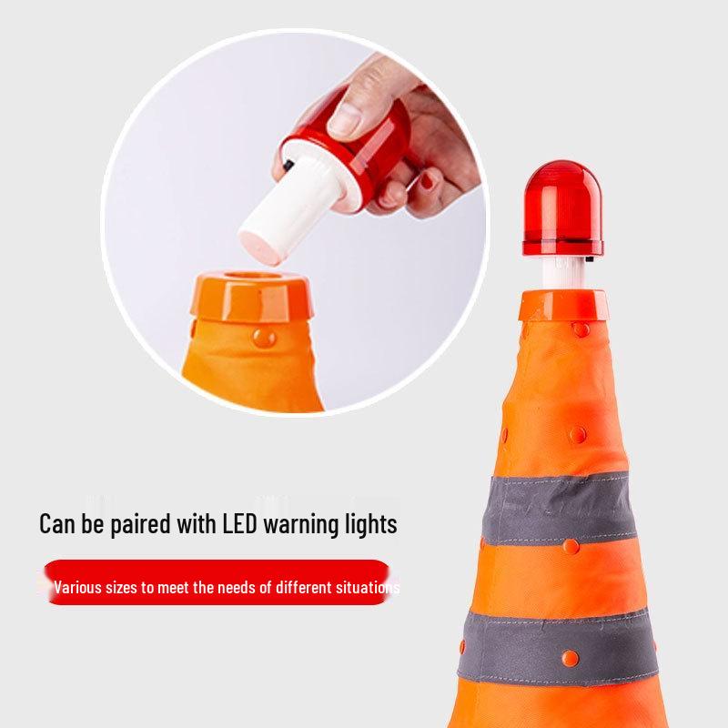 Foldable Cone-Shaped Reflective Barrier with Warning Light for Traffic and Emergencies