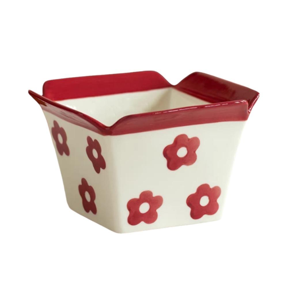 Heat-resistant French Fries Bowl Ceramic Snack Bucket Fruit Salad Bowl  Instant Noodle Style C