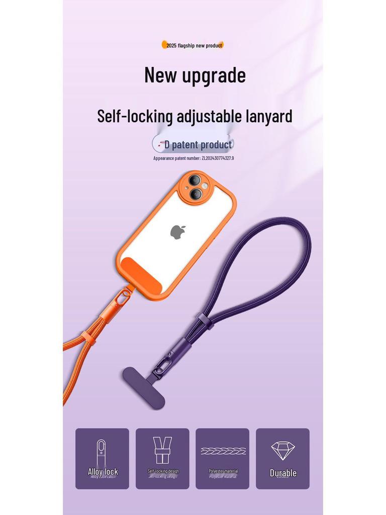 Adjustable Length Anti-Theft Mobile Lanyard with Stainless Steel Clip