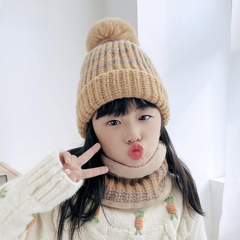 Conjunto de Chapéus de Tricô Para Mãe e Bebê Com Tecido de Lã Aquecimento de Inverno e Proteção à Prova de Vento