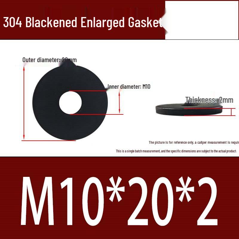 Large Black 304 Stainless Steel Ultra-Thin Oversized Flat Washer, Zinc-Plated