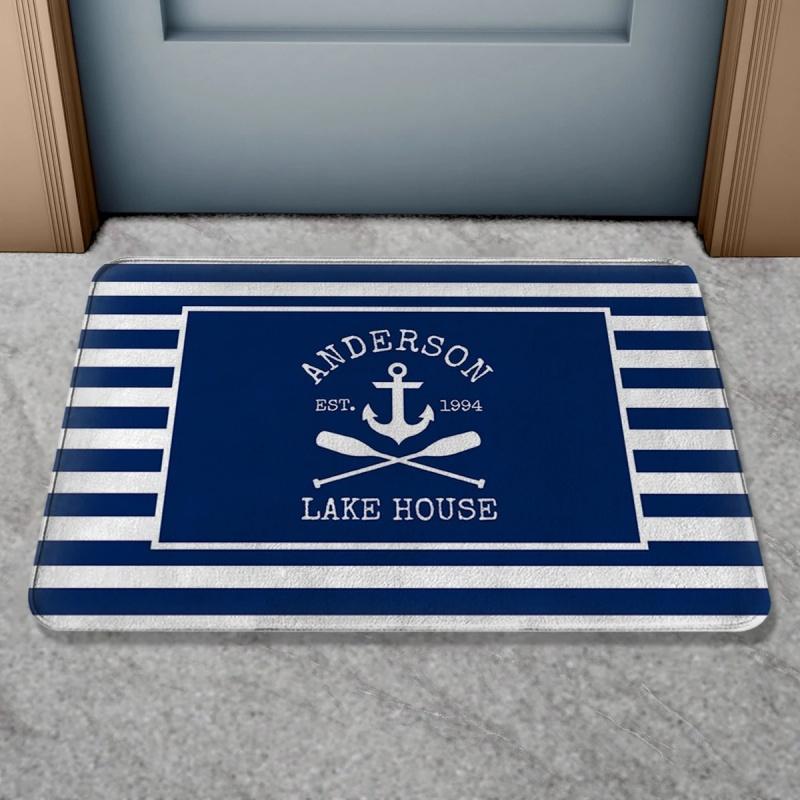Welcome Aboaro Your Boat Name Since Floor Mat Personalized Nautical Rug Door Mat Entrance Carpet for Bathroom Welcome Mat