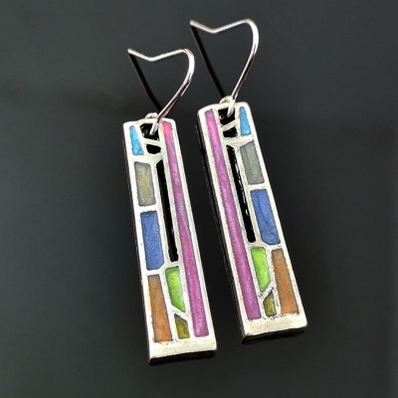 Bohemia Style Vintage Long Pendant Hook Earrings Multilcolor Birthstone Jewelry for Banquet Gifts