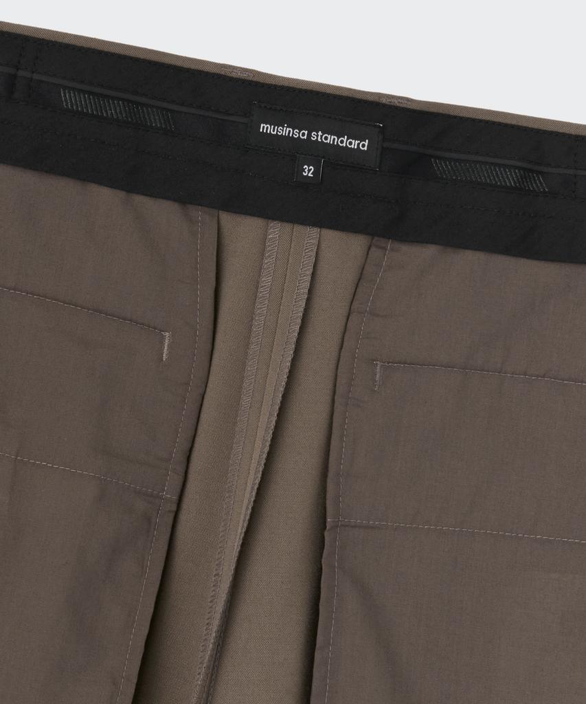 Musinsa Standard Extra Wide Two-Puck Hidden Elastic Waist Slacks [Dusty Beige]