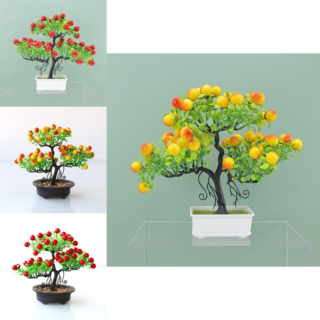 Fake Fruit Potted Plant Ornament With Plastic Craft For Living Room Desk Decor