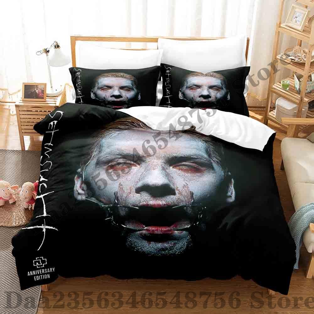 Rammstein Bettwäsche Set Einzelbett Twin Full Queen King Size Bettwäsche Set Erwachsener Kind Schlafzimmer Bettbezug Sets 3D Anime Bettlaken Set