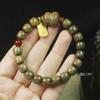 Green Sandalwood Old-Style Bead Bracelet with Gourd & Fortune Pendant Forest Style Gift