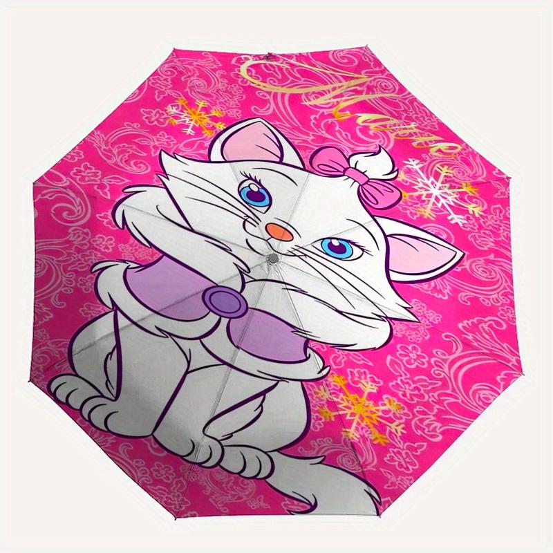 Marie,Aristocats Automatic Opening and Closing Umbrella - 8-rib Folding Design, Lightweight and Portable, Suitable for Daily Business Use, P