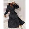Autumn and Winter Women's Pressure Folded Peplum Long Sleeve Hem Dresses