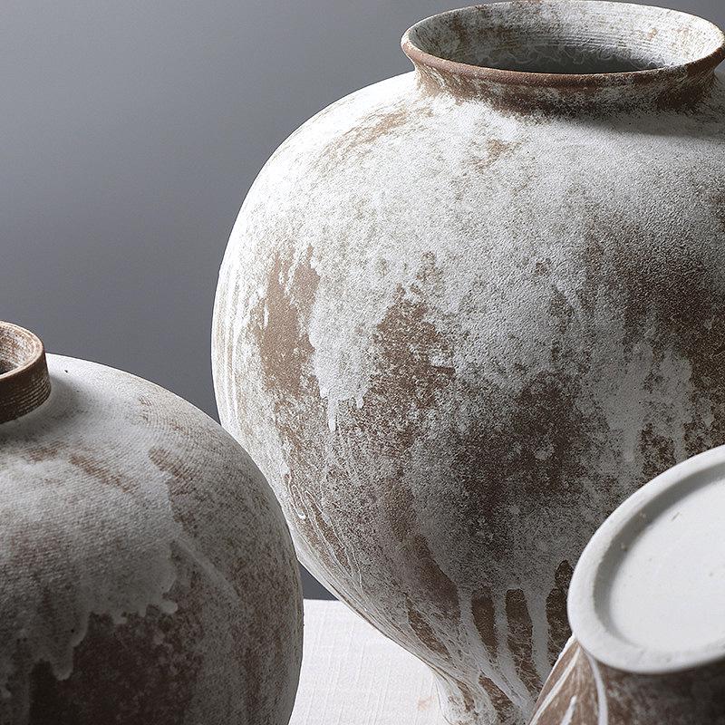 Modern Minimalist Retro Wabi-Sabi Zen Pottery Vase - Large Ceramic Decor for Home or Hotel