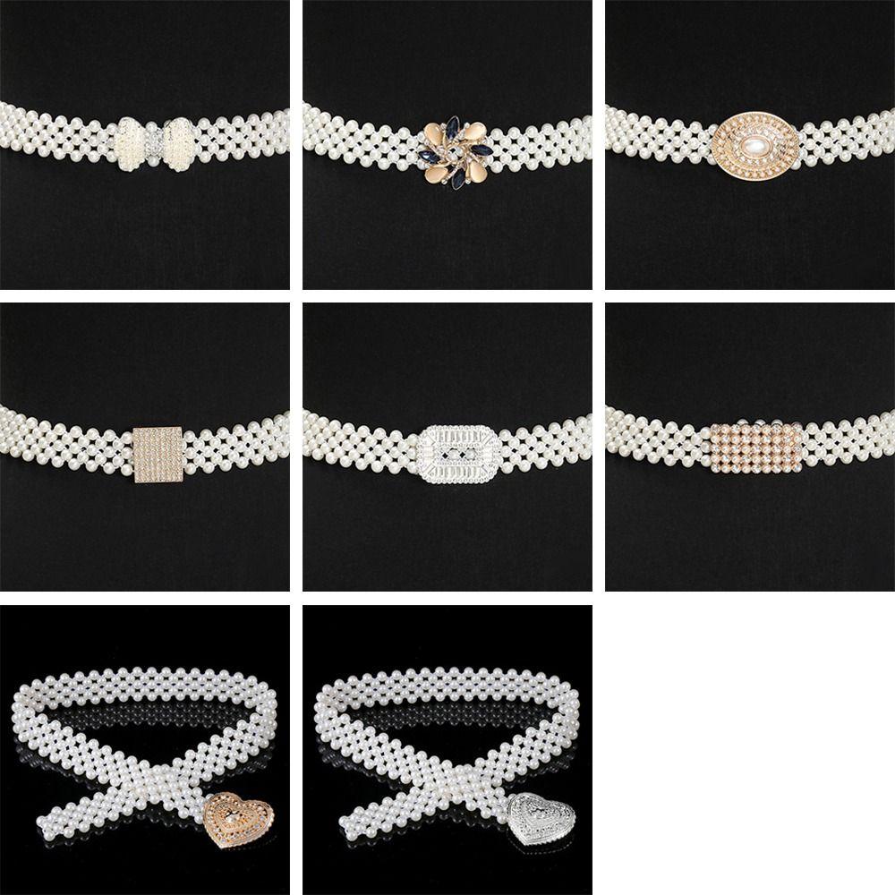Ceinture simple à cordon de serrage avec élastique à la taille et perle pour femme