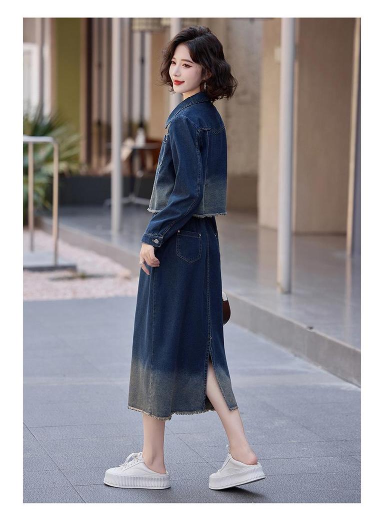 Trendy 2025 Spring Denim Jacket & Skirt Set - LU8928