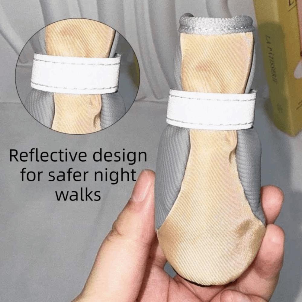 4pcs/set Warm Dog Cotton Shoes Thickened Reflection Anti-Slip Dog Shoes Anti-Scratch Comfortable Dog Paw Protector
