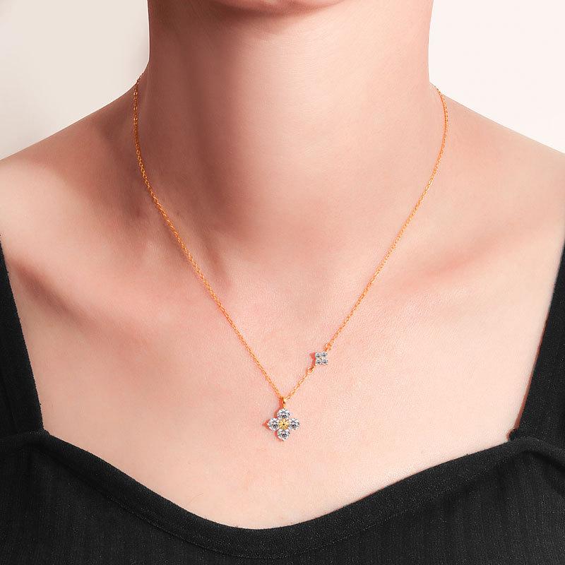 New Hot-Selling Fashion 14k Gold-Plated Sterling Silver Boutique Lucky Four-Leaf Clover Pendant Necklaces