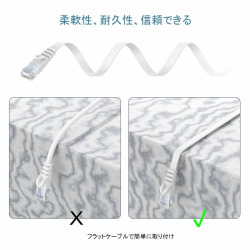 LAN Cable 3m CAT6 Flat Category 6 RJ45 Ethernet Cable Lan Cable 3m Flat Cable Soft Rankable Nail Break Prevention Compatible with Modem Router PS3 PS4