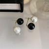 New Retro French Sweet Pearl Temperament Drop Earrings Fashion Black White Beads Senior Simplicity Women Hot Earrings Jewelry