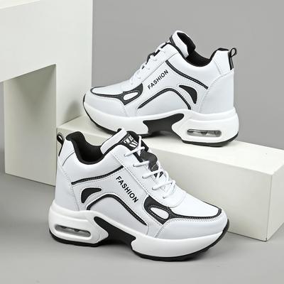 Herbst Low Cut Damen Schuhe Mode High Heels Keilabsatz Plateau Schnürer Lässige Sneaker Atmungsaktiv Bequem Sportschuhe