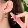 Goth Zircon Crystal Cross Drop Dangle Earring for Women Men Luxury Gold Silver Hoop Earrings Fashion Punk Jewelry