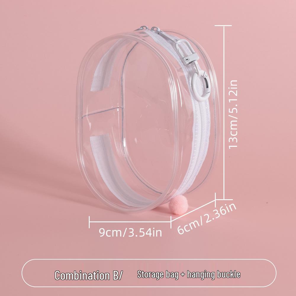 10cm Doll Stroller & Storage Bag, Transparent PVC & Cotton Display, Dustproof Hanging Bag