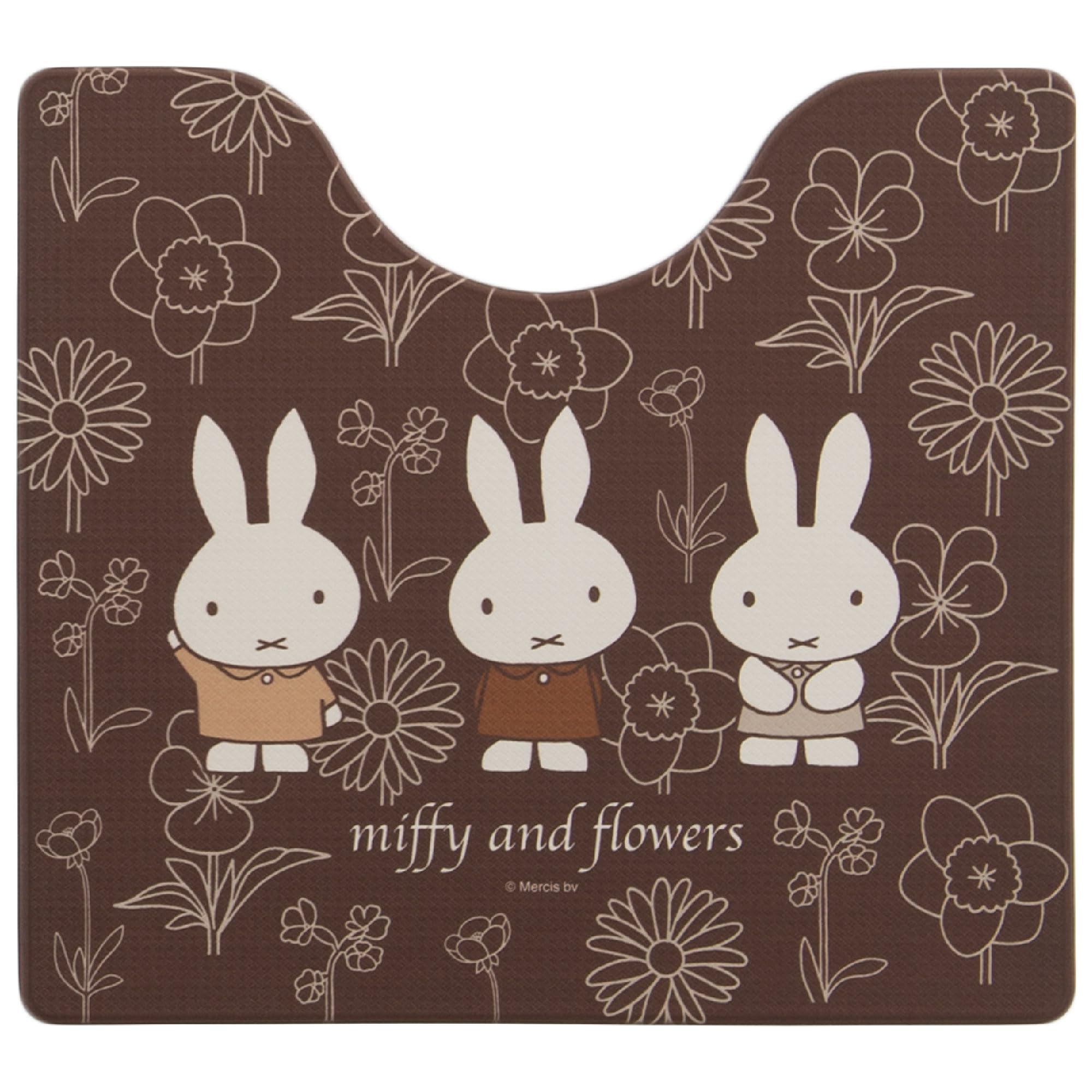 

Коврик для туалета Senko Miffy из ПВХ, который можно протирать, прибл.. 55 x 60 см, Линейный рисунок, Коричневый, Персонаж Миффи 72090