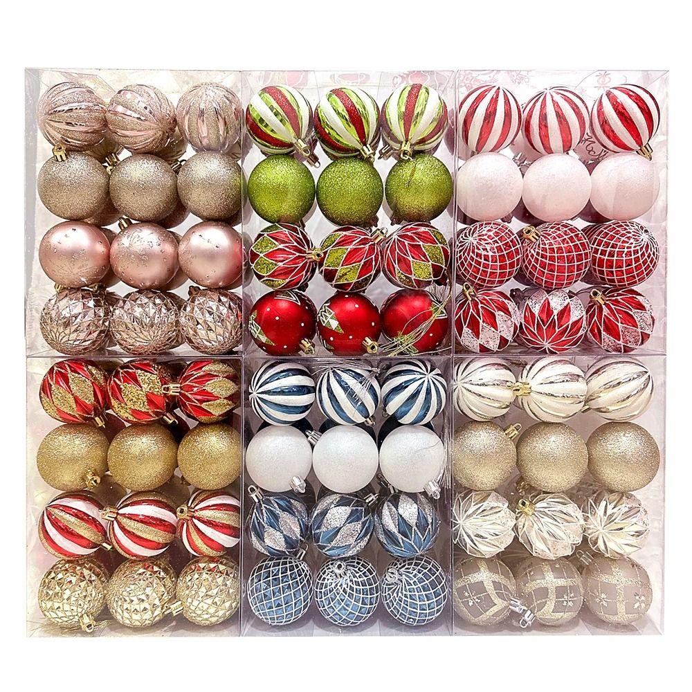 24Pcs/Box Plastic Christmas Colored Balls Electroplated Christmas Decorations  New Year Gift