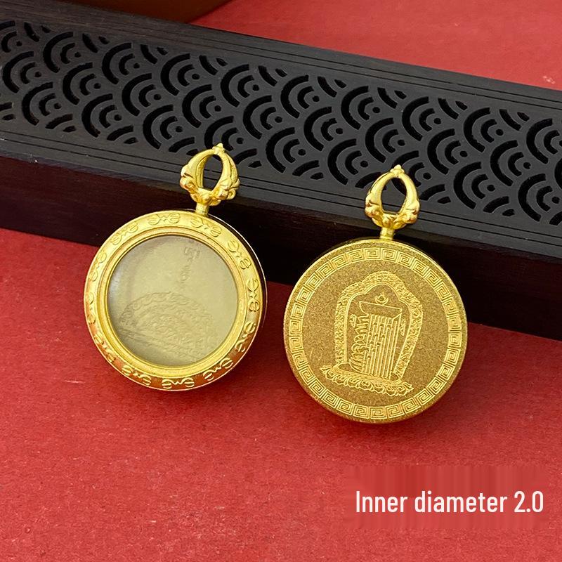 Tibetan Thangka Gold Necklace: Non-fading, Waterproof GAU Box Pendant, Multi-size Options