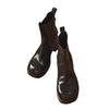 Cowhide Version~ Leather Retro Slim Chelsea Boots British Martin Boots Women's Short Boots Thick Heel Big Head Cigarette Boots