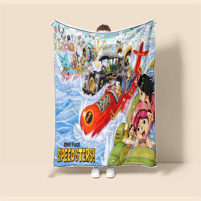 Throw Blanket One Piece Luffy Cartoon Anime Children Teenagers Adult Game Peripheral Collection Products Soft and Comfortable