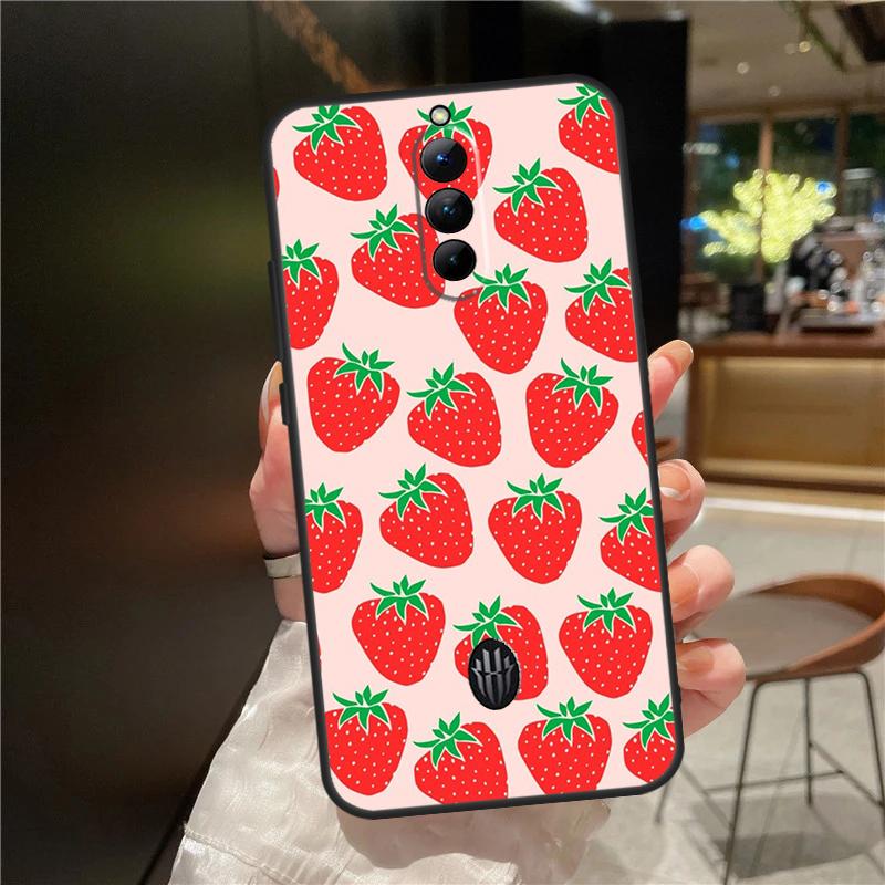 Cute Strawberry Case For ZTE Nubia Red Magic 11 10 9 8 9S 8S 10S Pro Plus 6 7 6S 7S For RedMagic 10 Air Cover