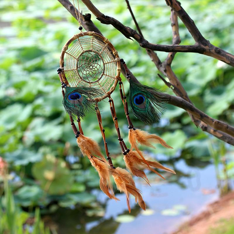 Dream Catcher Wall Decor Boho Feather Hanging Ornament Home Decoration Craft Gift for Bedroom Living Room Balcony Outdoor Car