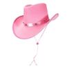 Breathable Cowboy Hats Studs Adjustable Ribbon Band White Pink Color Western Theme Party Outdoor