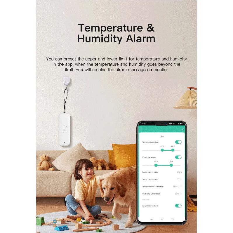 Tuya Zigbee Temperature Humidity Sensor Thermometer IP65 Waterproof Compatible with Smart Life & Google Assistant