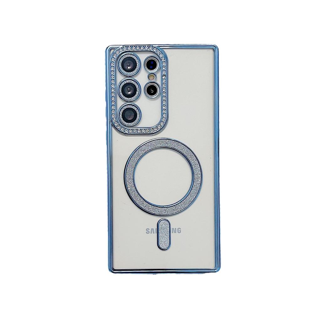 S25edge edge drill magnetic glitter mobile phone case, suitable for Samsung A17 trend S25ULTRA magnetic S25FE case