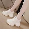 Fashion 9cm Height Increasing Shoes Women Summer Air Mesh Breathable Wedges Chunky Platform Hidden Heel Casual Sneakers Ladies