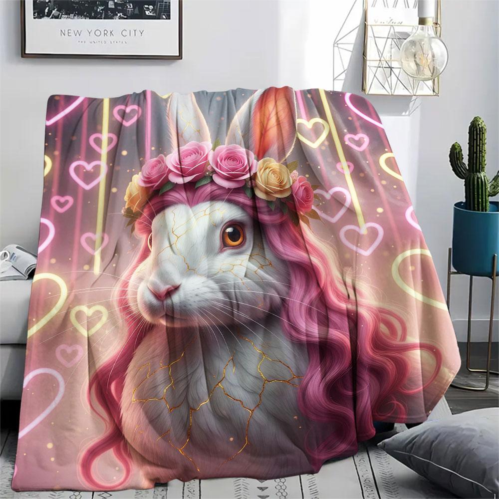 1Pc MarbleAnimals Print Flannel Blanket, High quality Comfortable for All Seasons, Home Decor, Warmth and Comfort, Perfect for Christmas Gifts