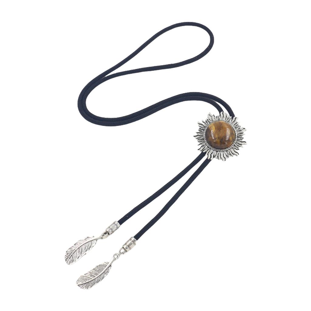 Elegant Bolo Tie with Stone Pendant Carved Necktie Western Necklace Cool Bolo Tie Western Cowboy Costume