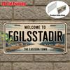 D Flatpc Vintage Metal Sign Only for Decoration Outdoor Wall Art Welcome To Egilsstadir Sign Eastern Town Decor