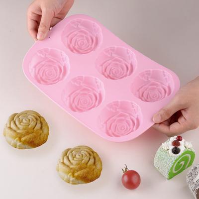 Mydło wyrabiane ręcznie formy żaroodporne DIY elastyczne trwałe 6 siatek kształt róży budyń galaretka foremka na muffinki zaopatrzenie kuchni