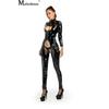 Women Sexy Hollow Out Latex Catsuit PVC Faux Leather Wetlook Jumpsuit Hot Exotic Costume Lingerie PU Bodysuit Clubwear Overalls