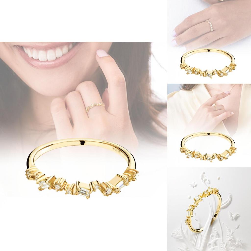 Stylish Copper Ring For Women With 18k Gold Plating And Geometric Zircon Design