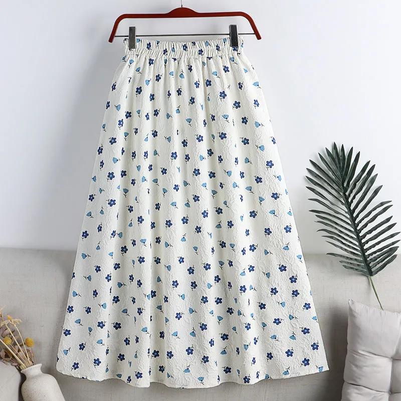 Women's Summer Fresh Floral Polka Dot Half-body Skirt Elastic Waist Simple Commuter Skinny Skirt