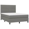 3141850 vidaXL Lit à sommier tapissier avec matelas Gris foncé 140x190cm Tissu