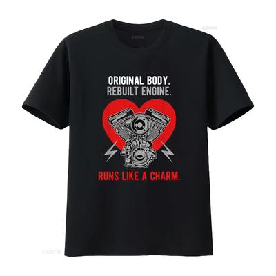 Original Body Rebuilt Engine Runs Like A Charm T Shirt Vintage Washed Versatile Slightly Top For Everyday Wear Graphic