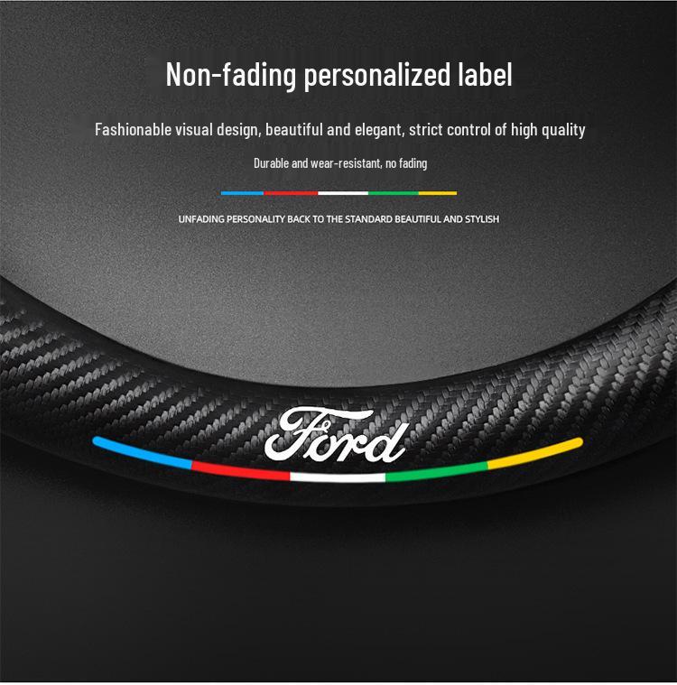 Genuine Leather Suede Carbon Fiber Steering Wheel Cover for JMC Ford Territory 2019-2021, Universal All-Season Model