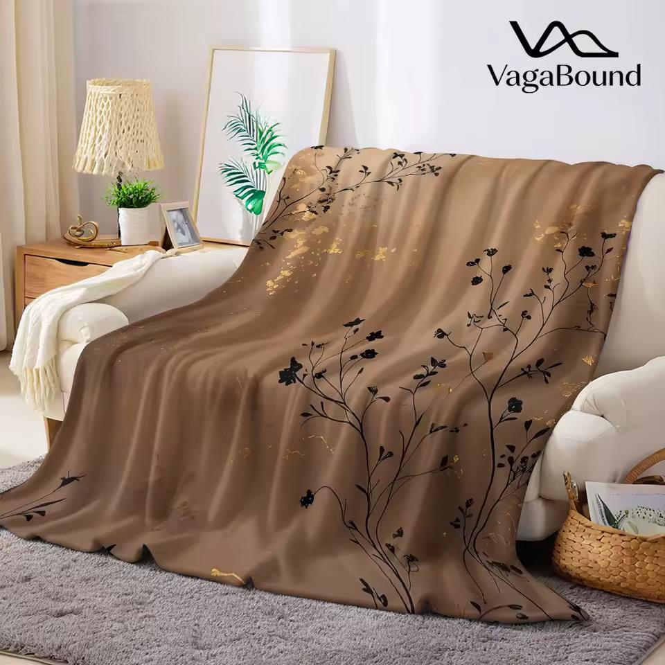 Gilded Bloom Silhouette Flannel Blanket Warm Soft Halloween Christmas Couch Warm Cozy Decorative Decor Gift for All Season