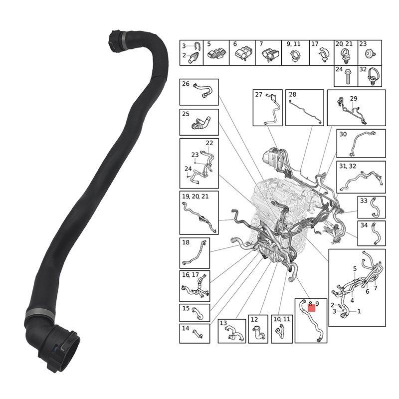 For VOLVO XC60 MK2 S60 MK3 21-Coolant Hose Pipe 32249536 32339122 Car Water Tank Radiator Hose Drain Pipe 32249491