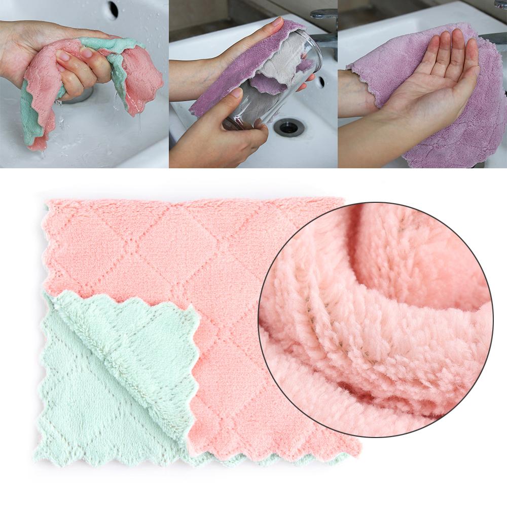 Dish Microfiber Kitchen Super Absorbent Clean Cloths Non-stick Oil Rags Scouring Pad Cleaning Towel